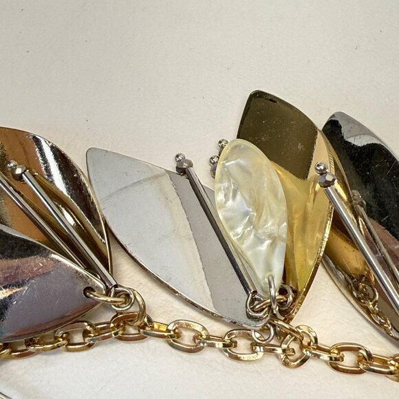 Natasha Chunky Statement Collar Necklace Gold-Tone Chain Adjustable Marked - Picture 3 of 8